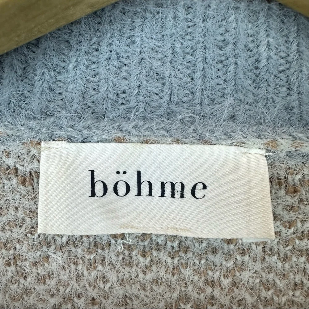 Bohme Rolanda Fur Chevron Color Block Crewneck Sweater - Picture 3 of 5
